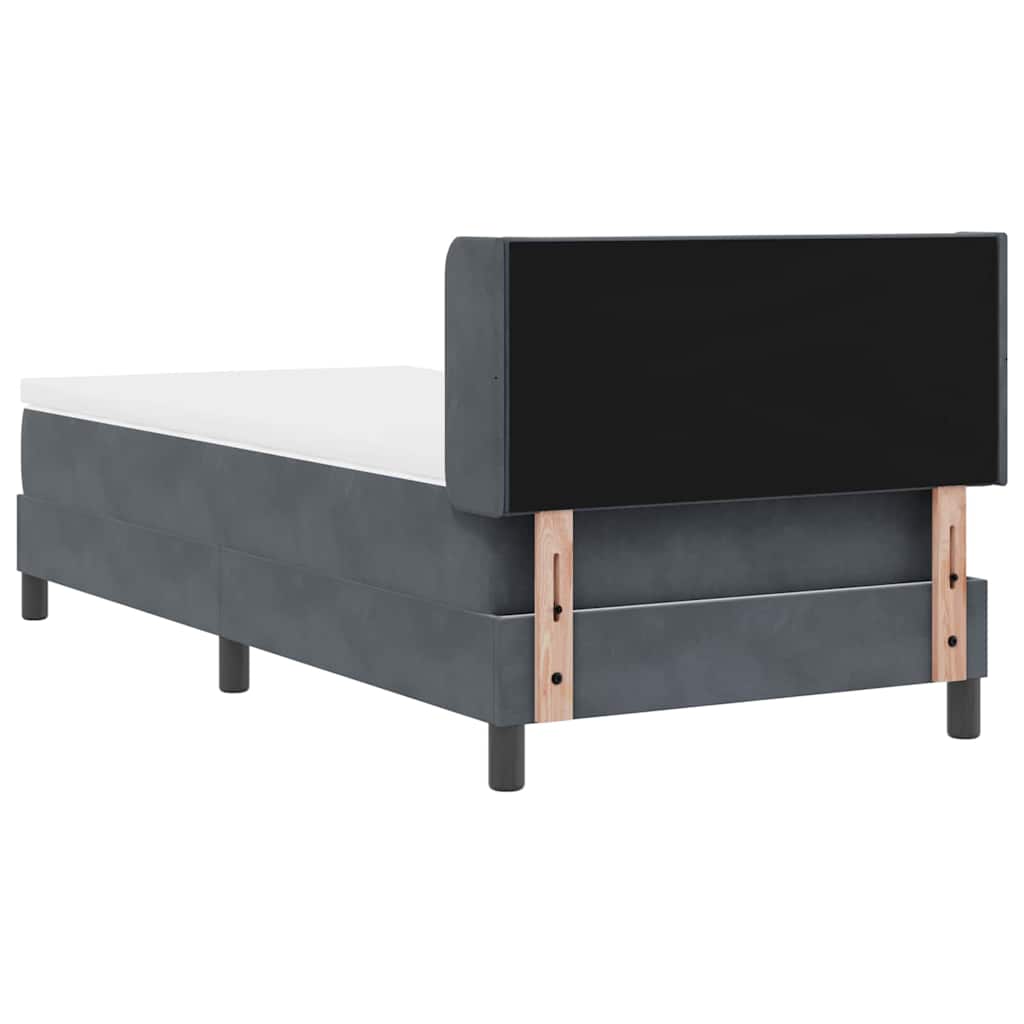 Box spring seng med hovedgærde Mørkegrå 190 x 90 cm Fløjl
