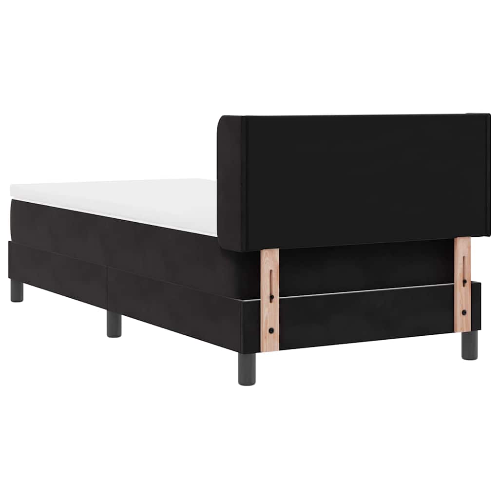 Box spring seng med hovedgærde Sort 190 x 90 cm Fløjl
