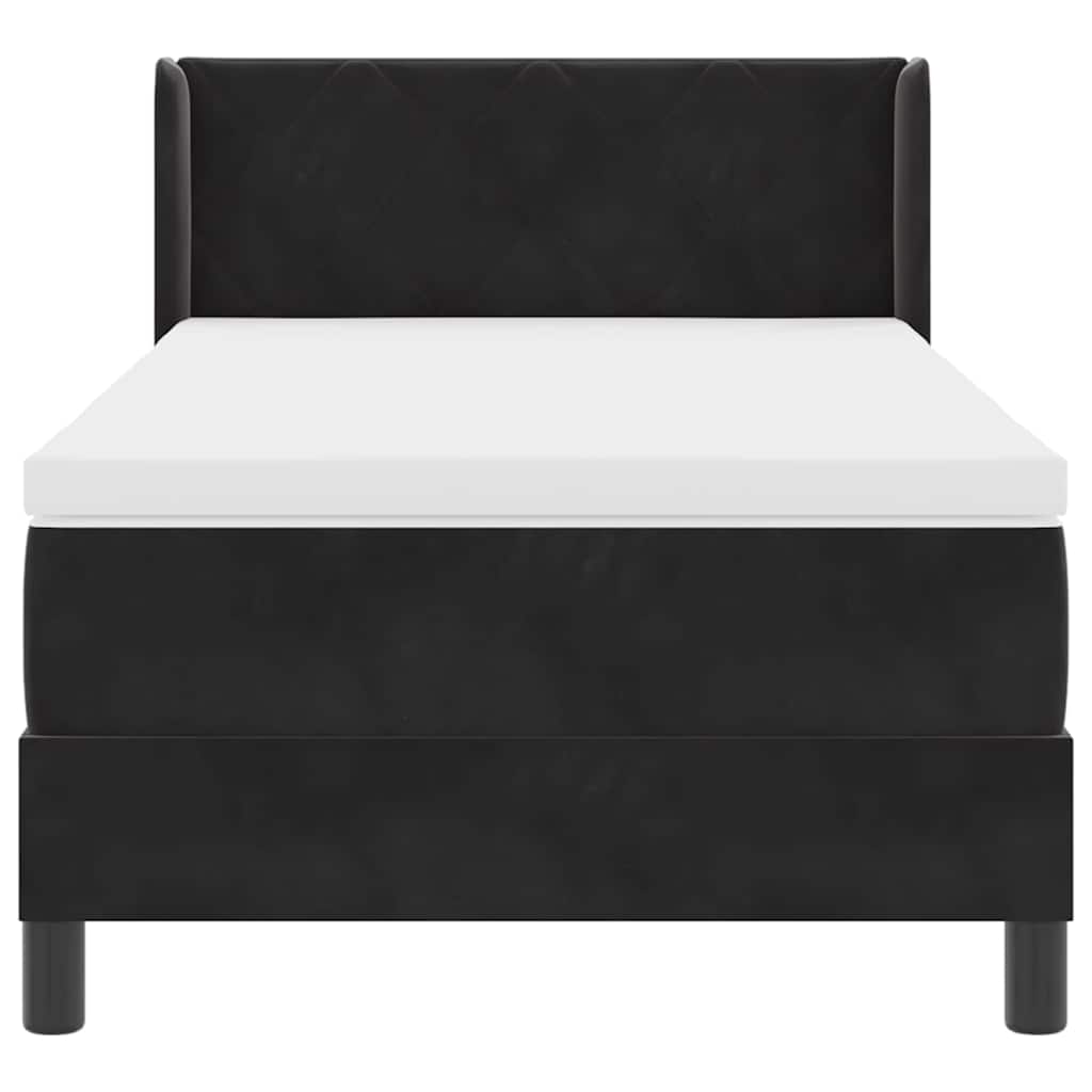 Box spring seng med hovedgærde Sort 190 x 90 cm Fløjl