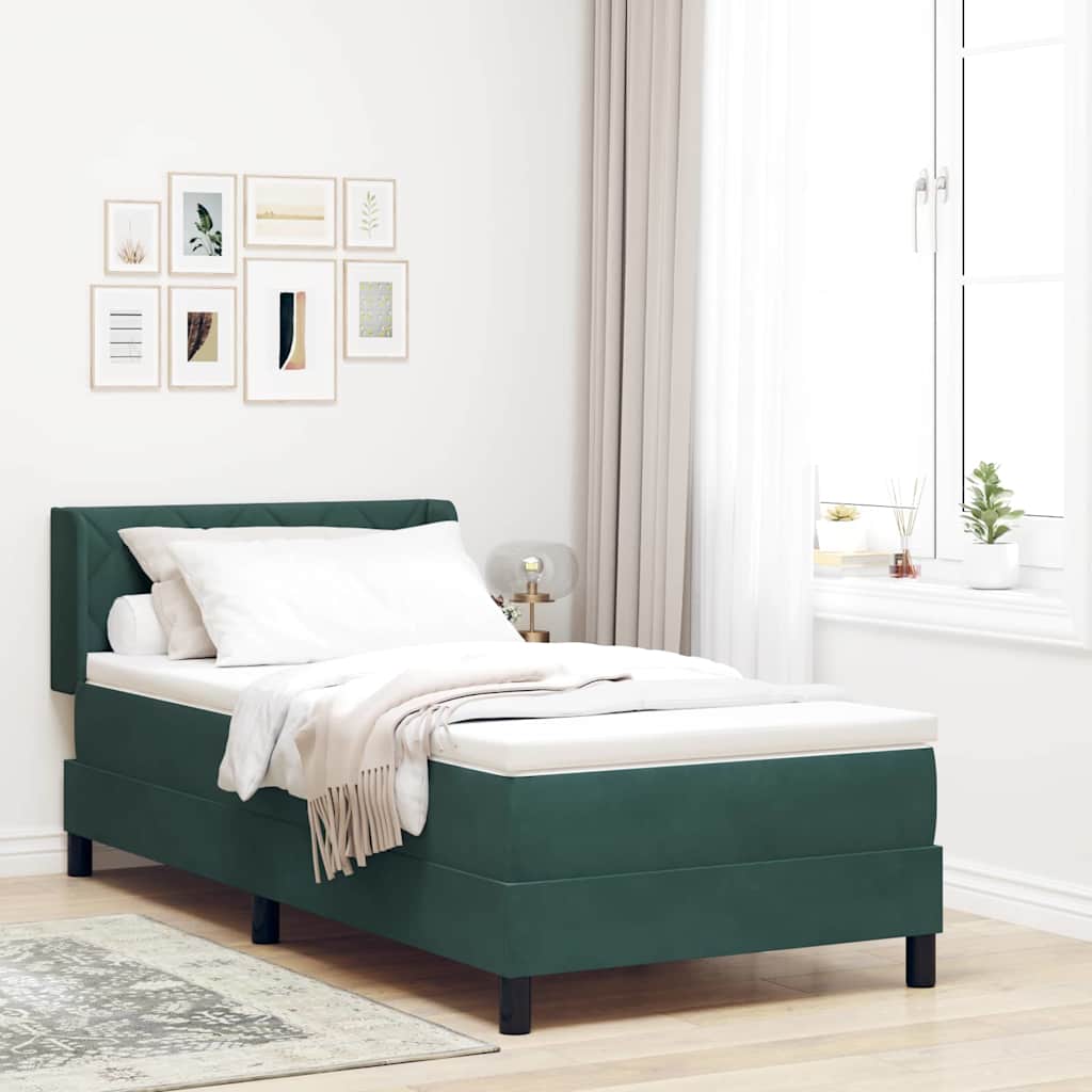 Box spring seng med hovedgærde Mørkegrøn 190 x 90 cm Fløjl