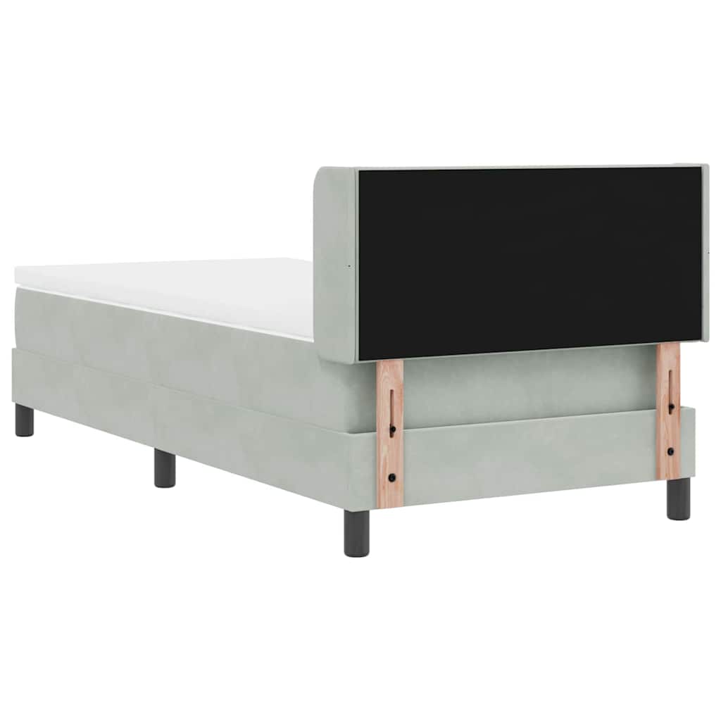 Box spring seng med hovedgærde Lysegrå 200 x 90 cm Fløjl