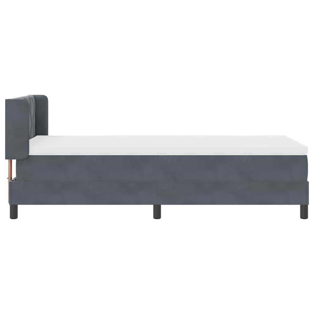 Box spring seng med hovedgærde Mørkegrå 200 x 90 cm Fløjl