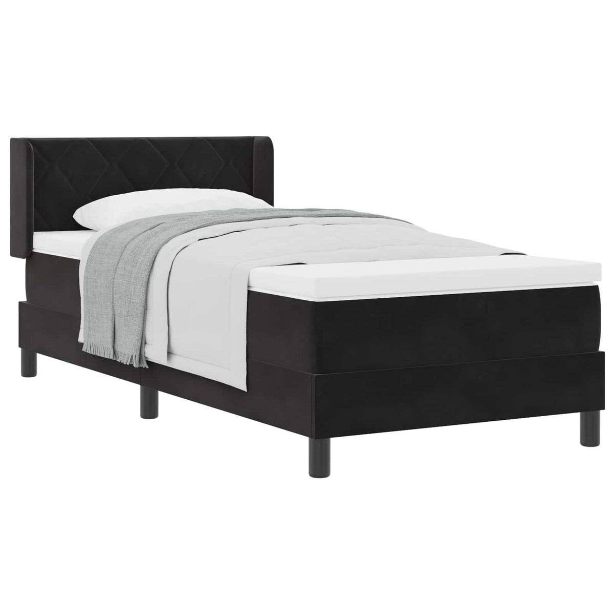 Box spring seng med hovedgærde Sort 200 x 90 cm Fløjl