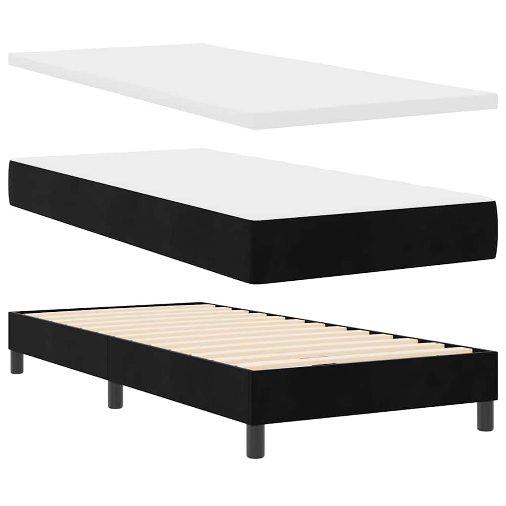 Box spring seng med hovedgærde Sort 200 x 90 cm Fløjl