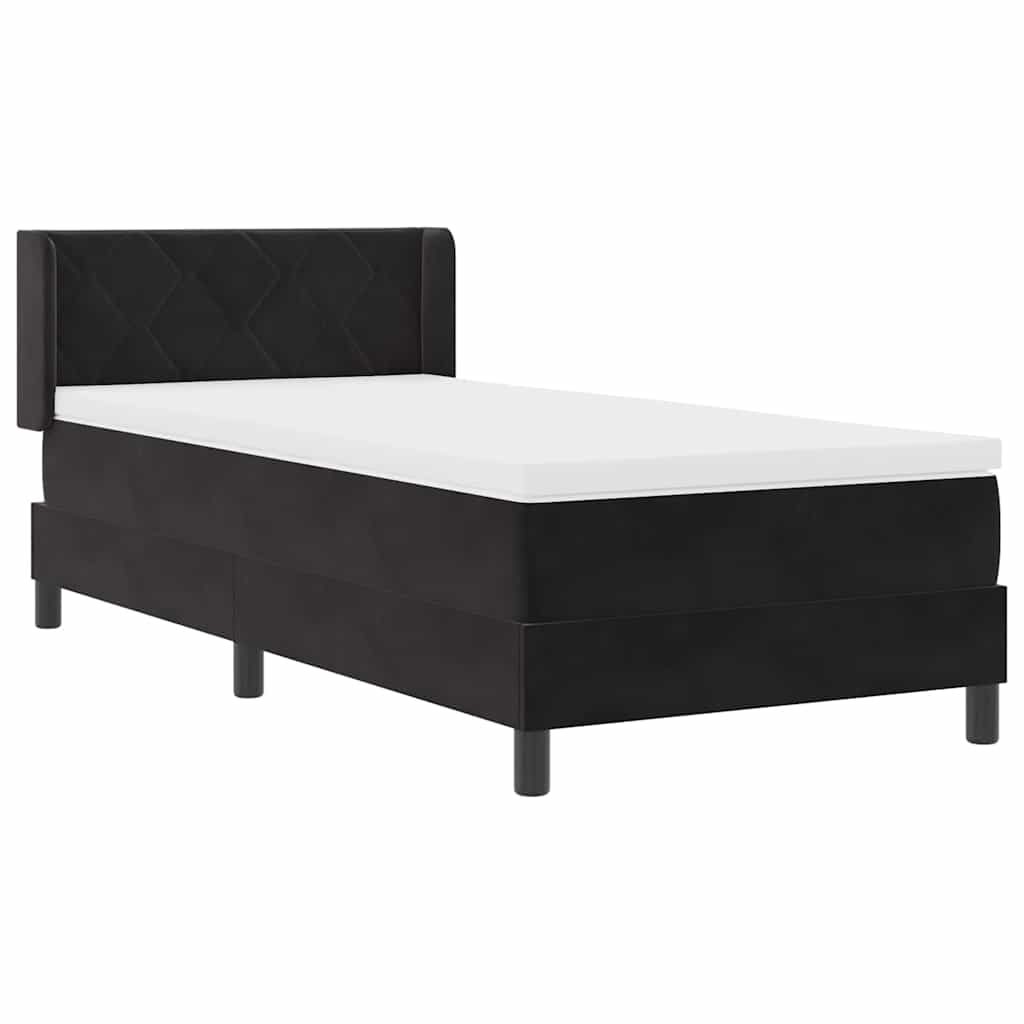 Box spring seng med hovedgærde Sort 200 x 90 cm Fløjl