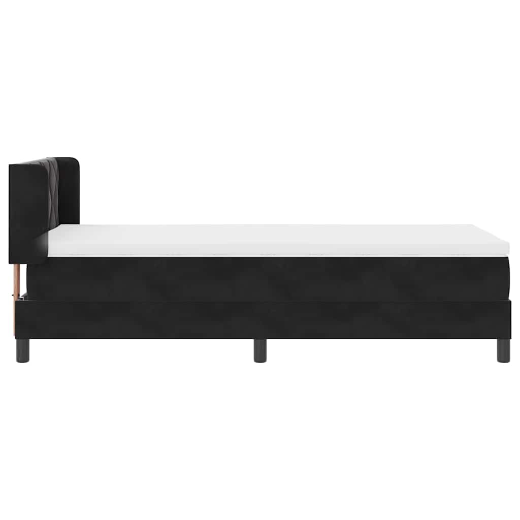 Box spring seng med hovedgærde Sort 200 x 90 cm Fløjl