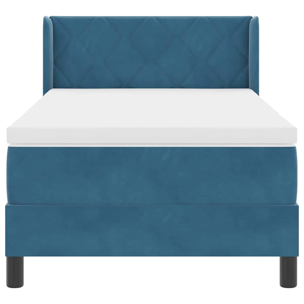 Box spring seng med hovedgærde Mørk blå 200 x 90 cm Fløjl