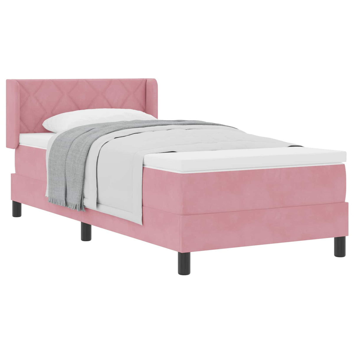 Box spring seng med hovedgærde Lyserød 200 x 90 cm Fløjl