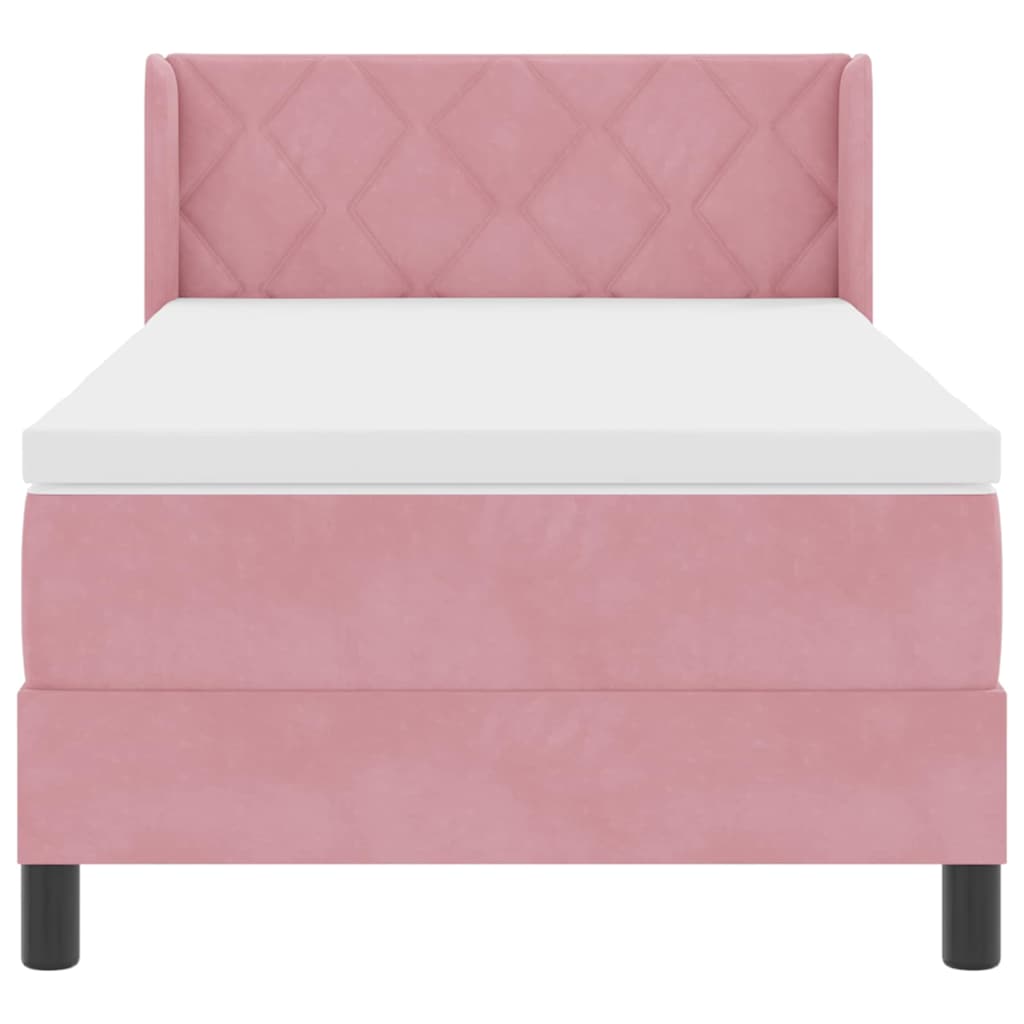 Box spring seng med hovedgærde Lyserød 200 x 90 cm Fløjl