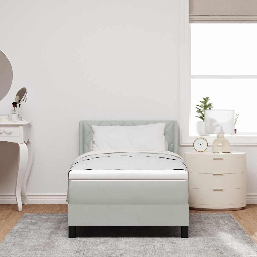 Box spring seng med hovedgærde Lysegrå 200 x 100 cm Fløjl