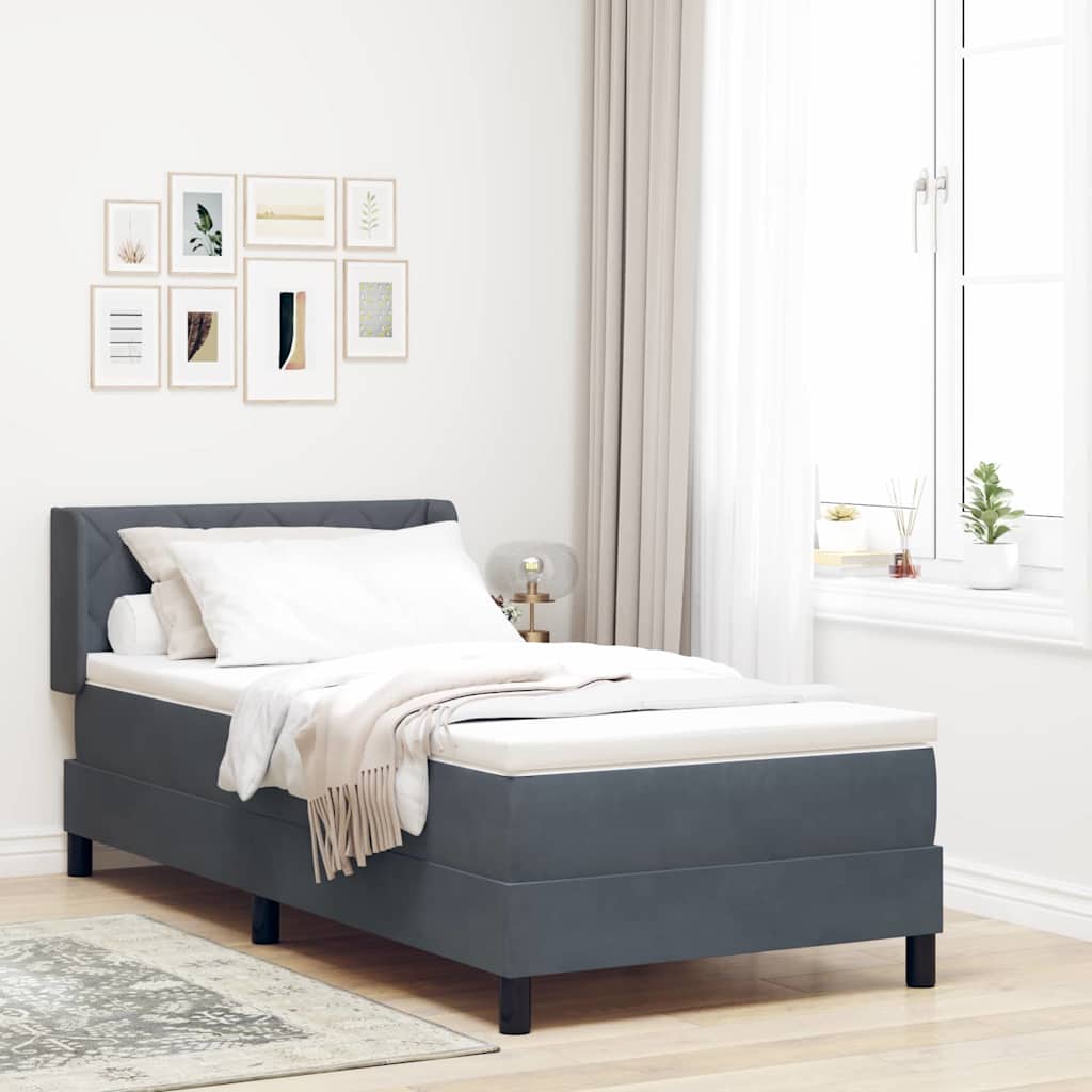 Box spring seng med hovedgærde Mørkegrå 200 x 100 cm Fløjl