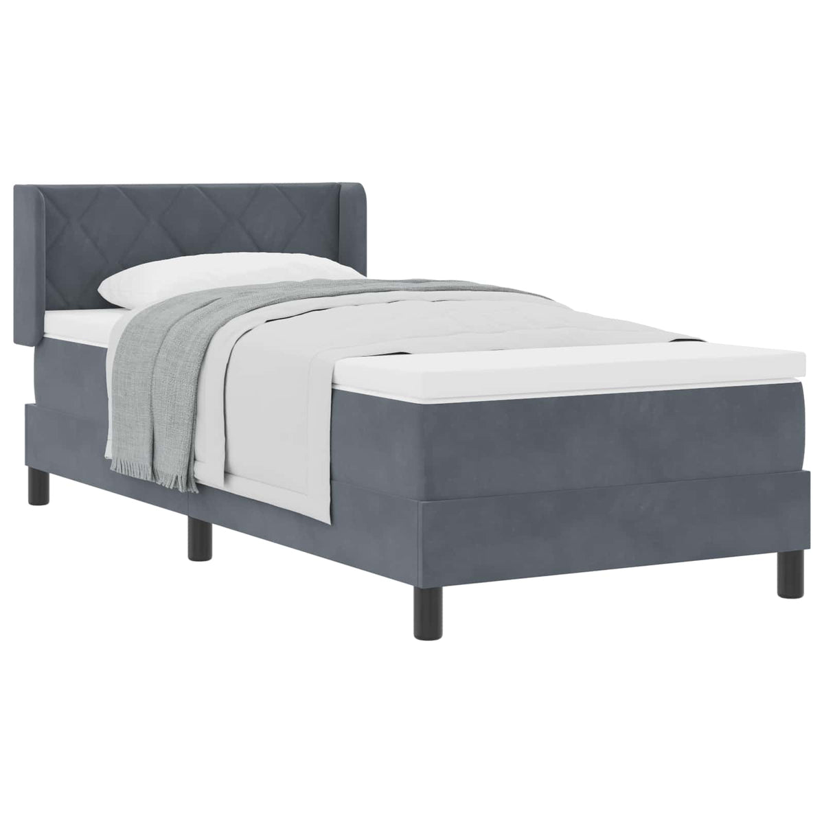 Box spring seng med hovedgærde Mørkegrå 200 x 100 cm Fløjl