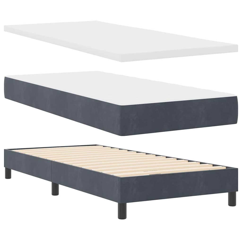 Box spring seng med hovedgærde Mørkegrå 200 x 100 cm Fløjl