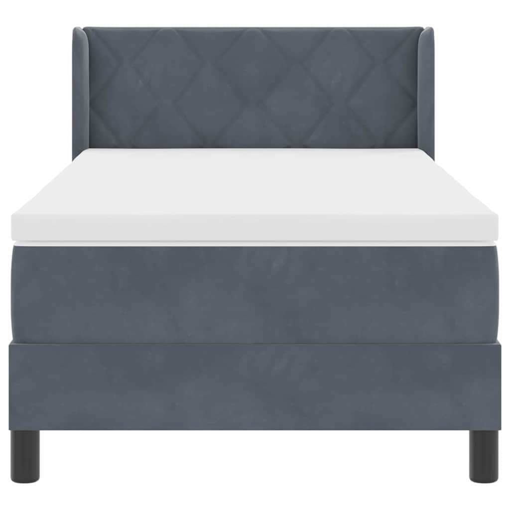 Box spring seng med hovedgærde Mørkegrå 200 x 100 cm Fløjl