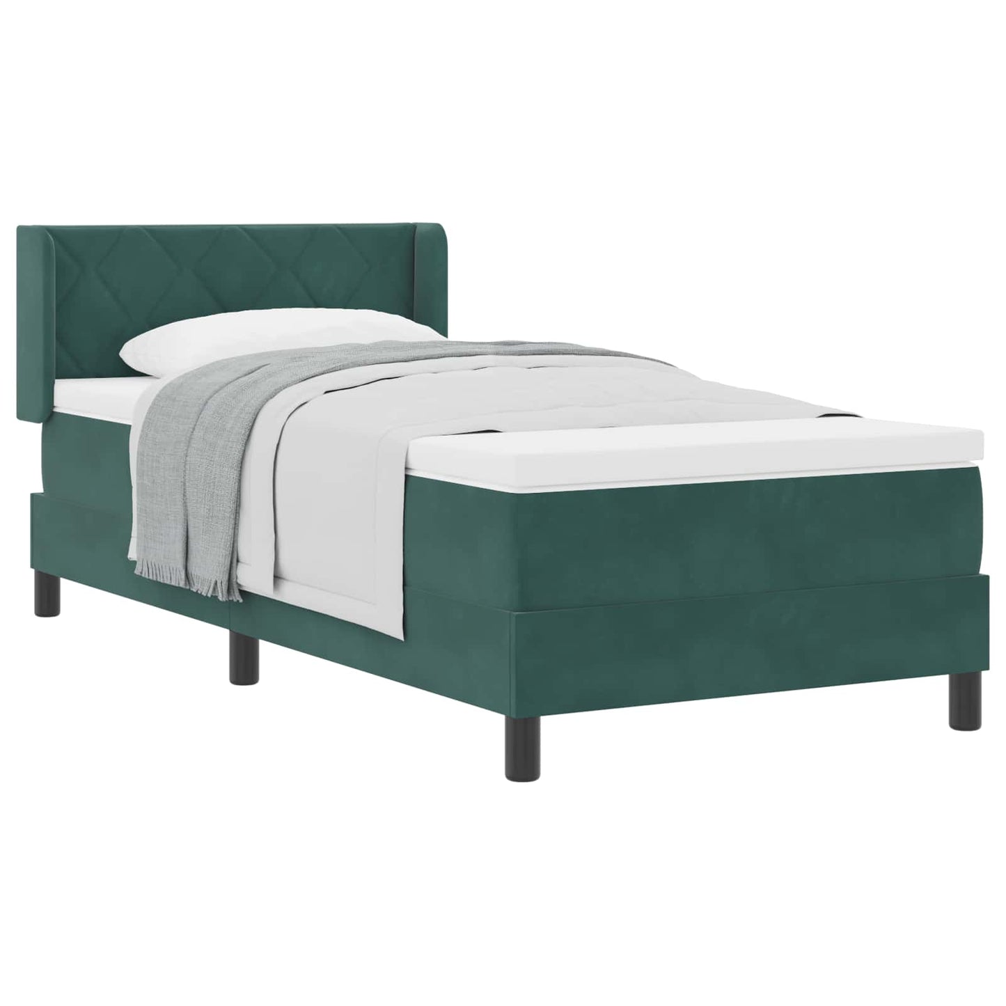 Box spring seng med hovedgærde Mørkegrøn 200 x 100 cm Fløjl