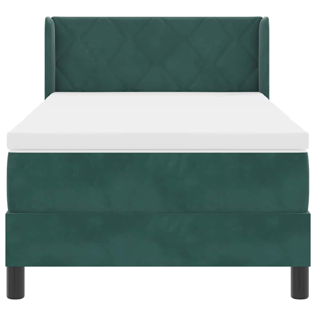 Box spring seng med hovedgærde Mørkegrøn 200 x 100 cm Fløjl