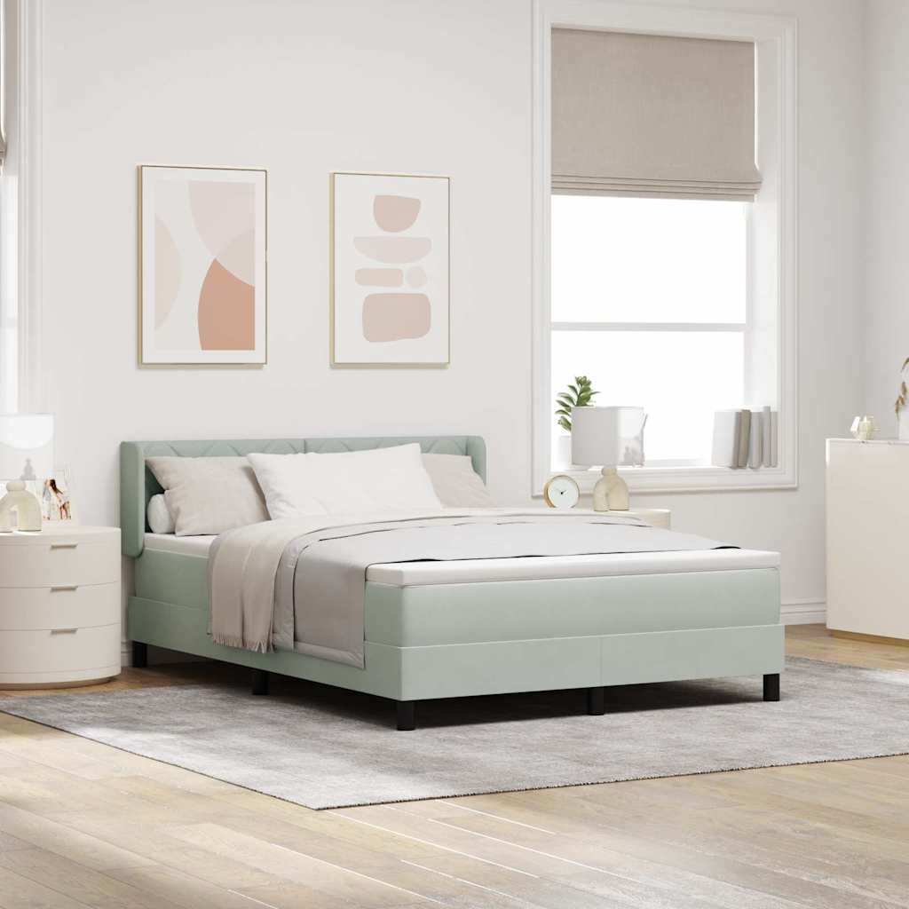 Box spring seng med hovedgærde Lysegrå 190 x 140 cm Fløjl