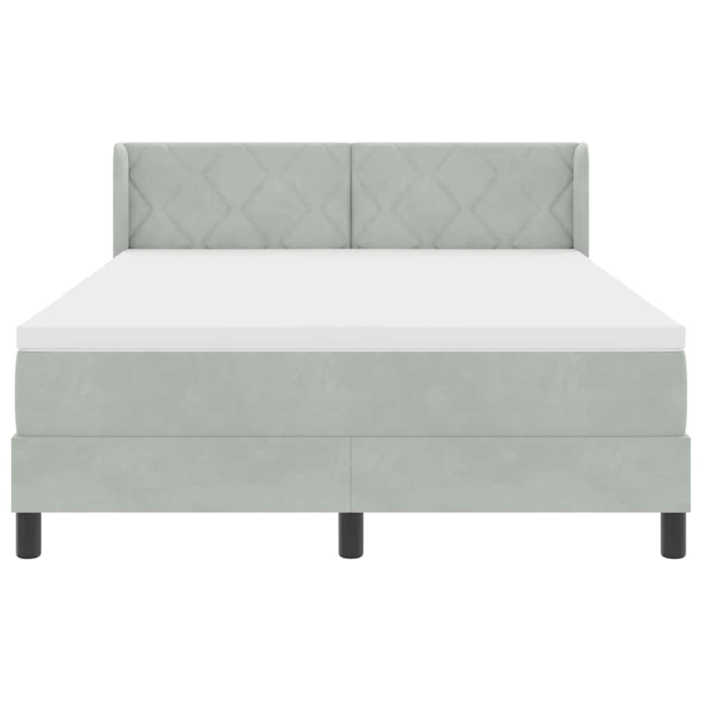Box spring seng med hovedgærde Lysegrå 190 x 140 cm Fløjl