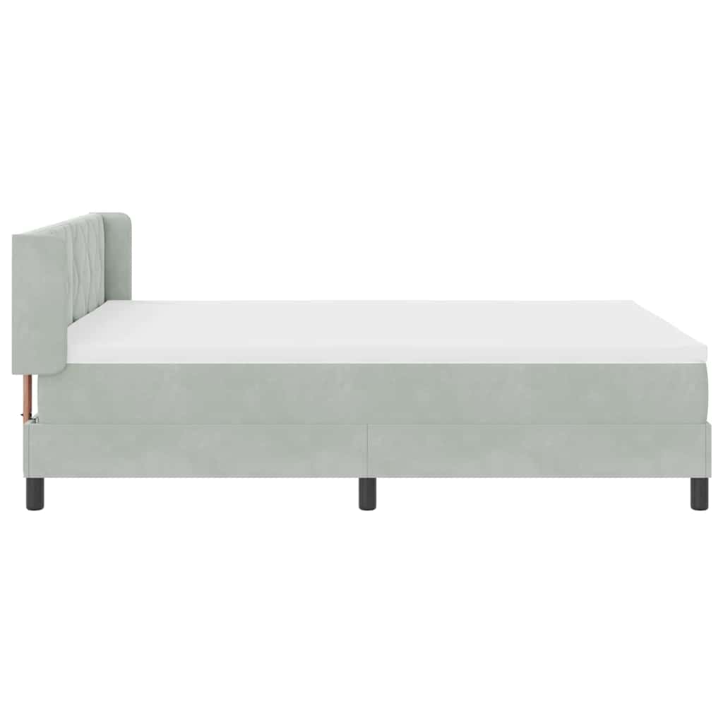 Box spring seng med hovedgærde Lysegrå 190 x 140 cm Fløjl
