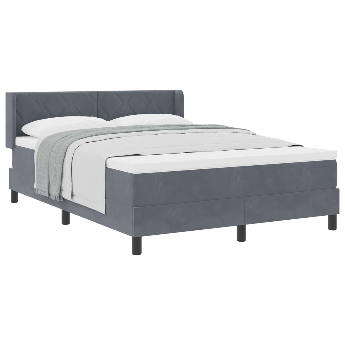 Box spring seng med hovedgærde Mørkegrå 190 x 140 cm Fløjl