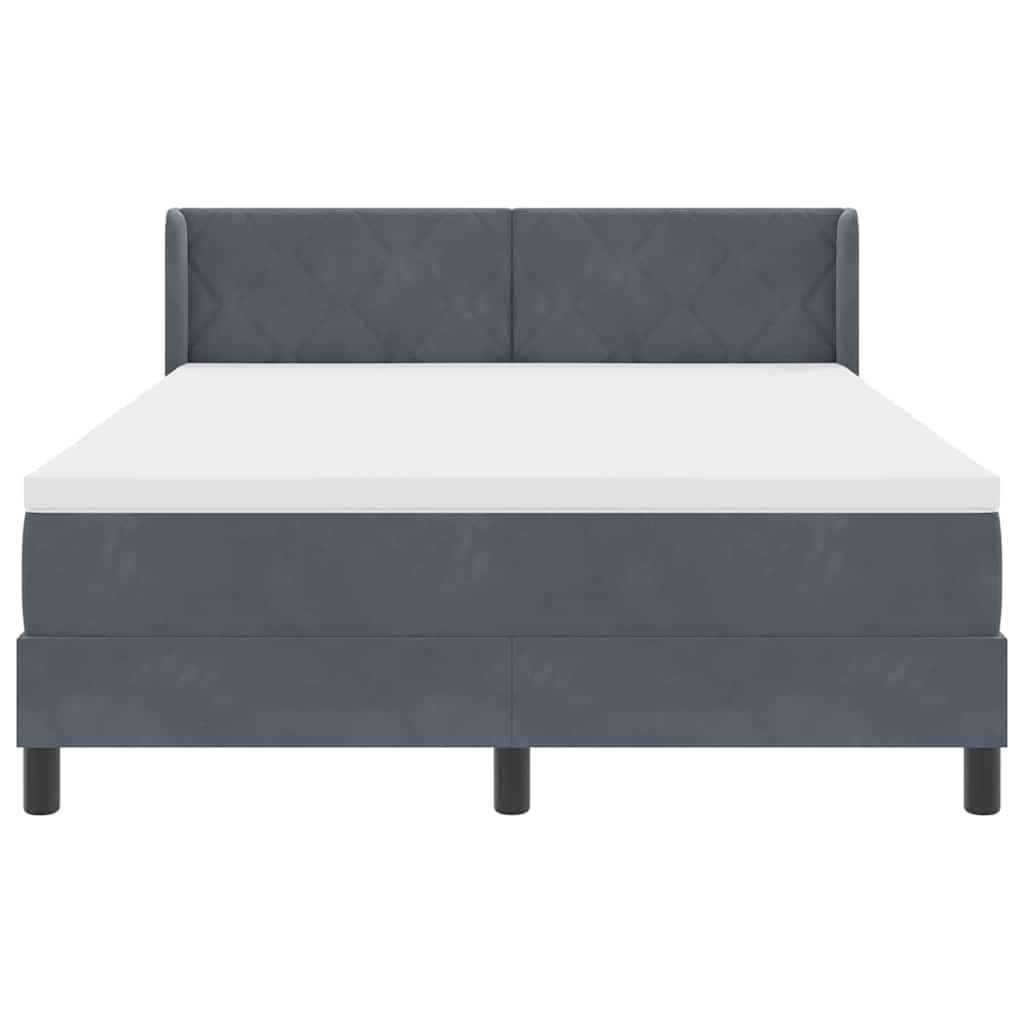 Box spring seng med hovedgærde Mørkegrå 190 x 140 cm Fløjl
