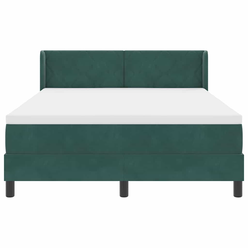 Box spring seng med hovedgærde Mørkegrøn 190 x 140 cm Fløjl