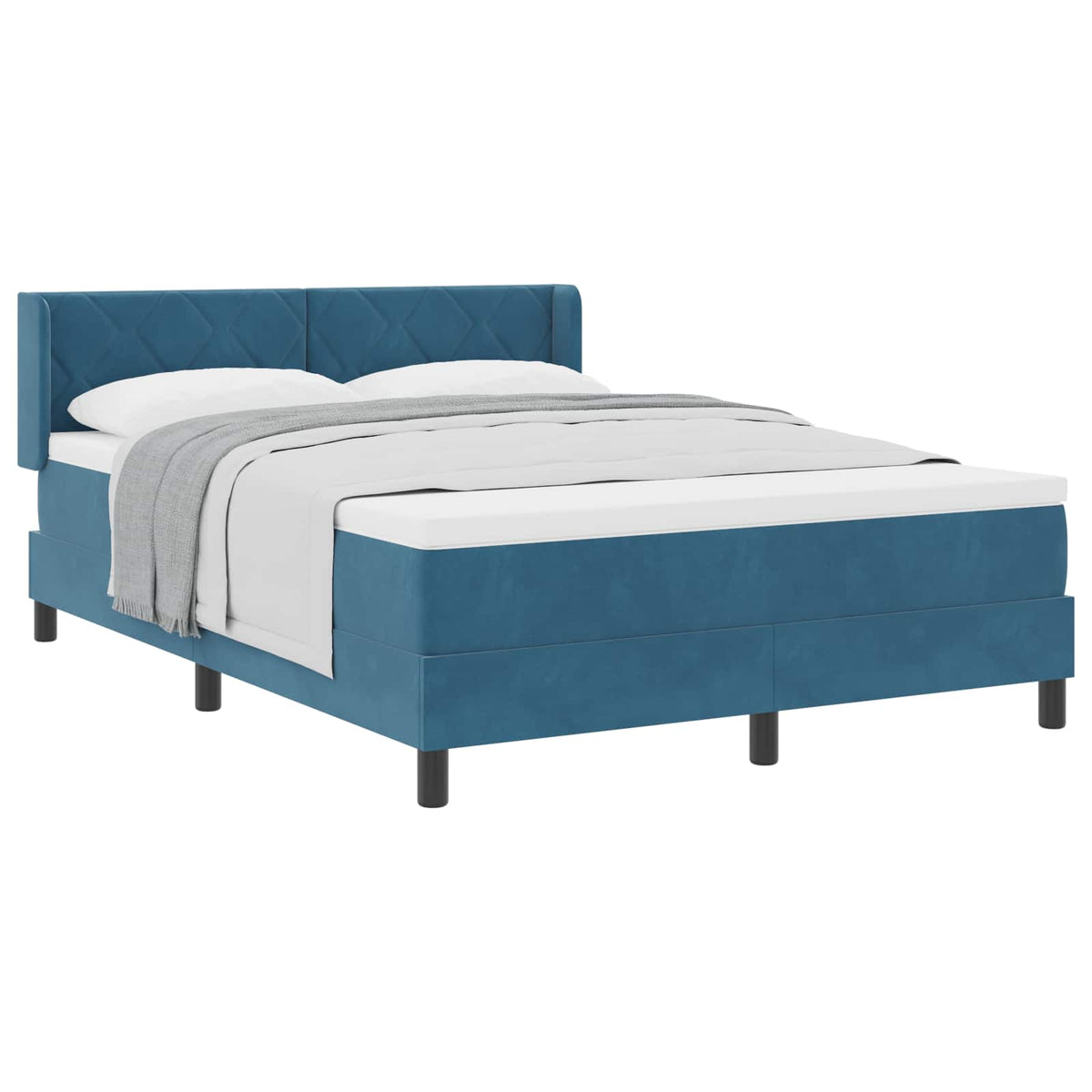 Box spring seng med hovedgærde Mørk blå 190 x 140 cm Fløjl