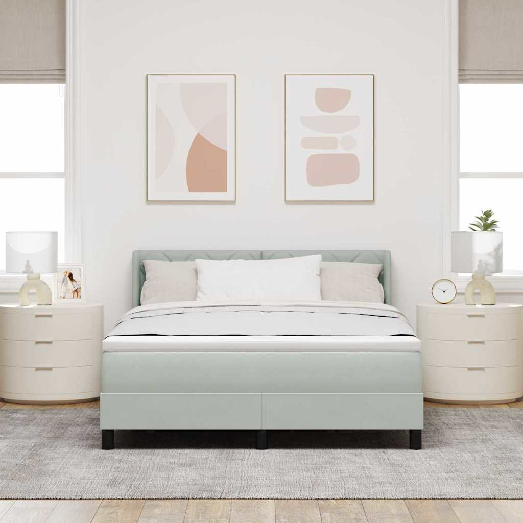 Box spring seng med hovedgærde Lysegrå 200 x 140 cm Fløjl
