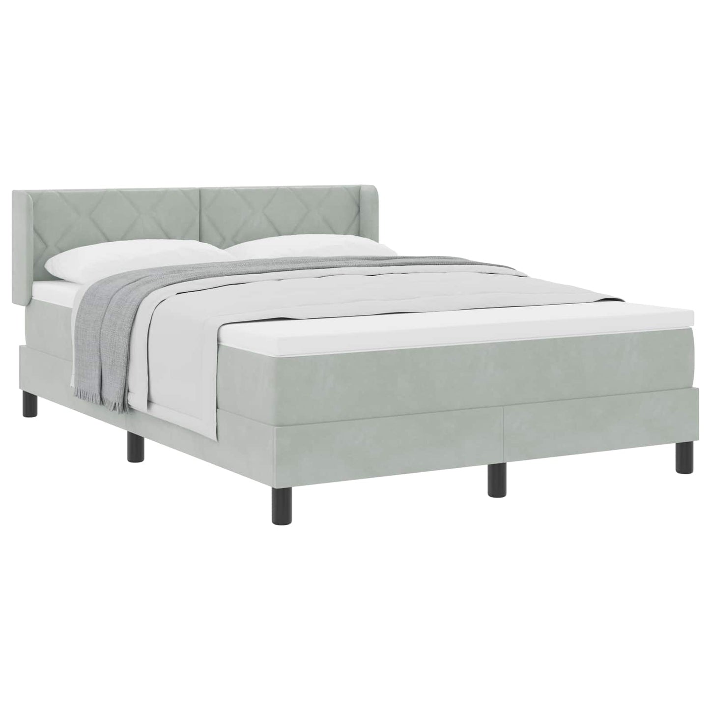 Box spring seng med hovedgærde Lysegrå 200 x 140 cm Fløjl