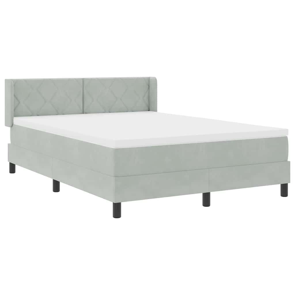 Box spring seng med hovedgærde Lysegrå 200 x 140 cm Fløjl