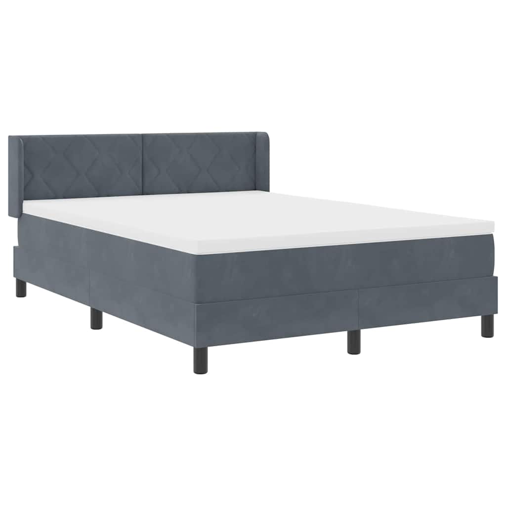 Box spring seng med hovedgærde Mørkegrå 200 x 140 cm Fløjl
