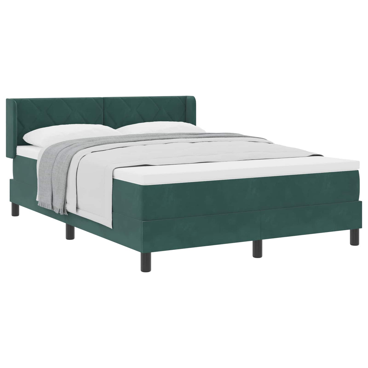 Box spring seng med hovedgærde Mørkegrøn 200 x 140 cm Fløjl