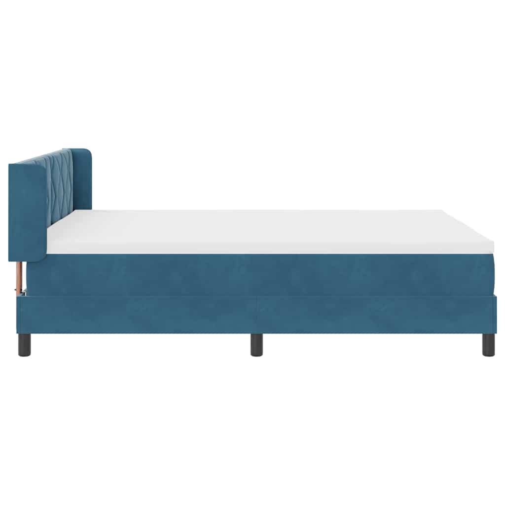 Box spring seng med hovedgærde Mørk blå 200 x 140 cm Fløjl