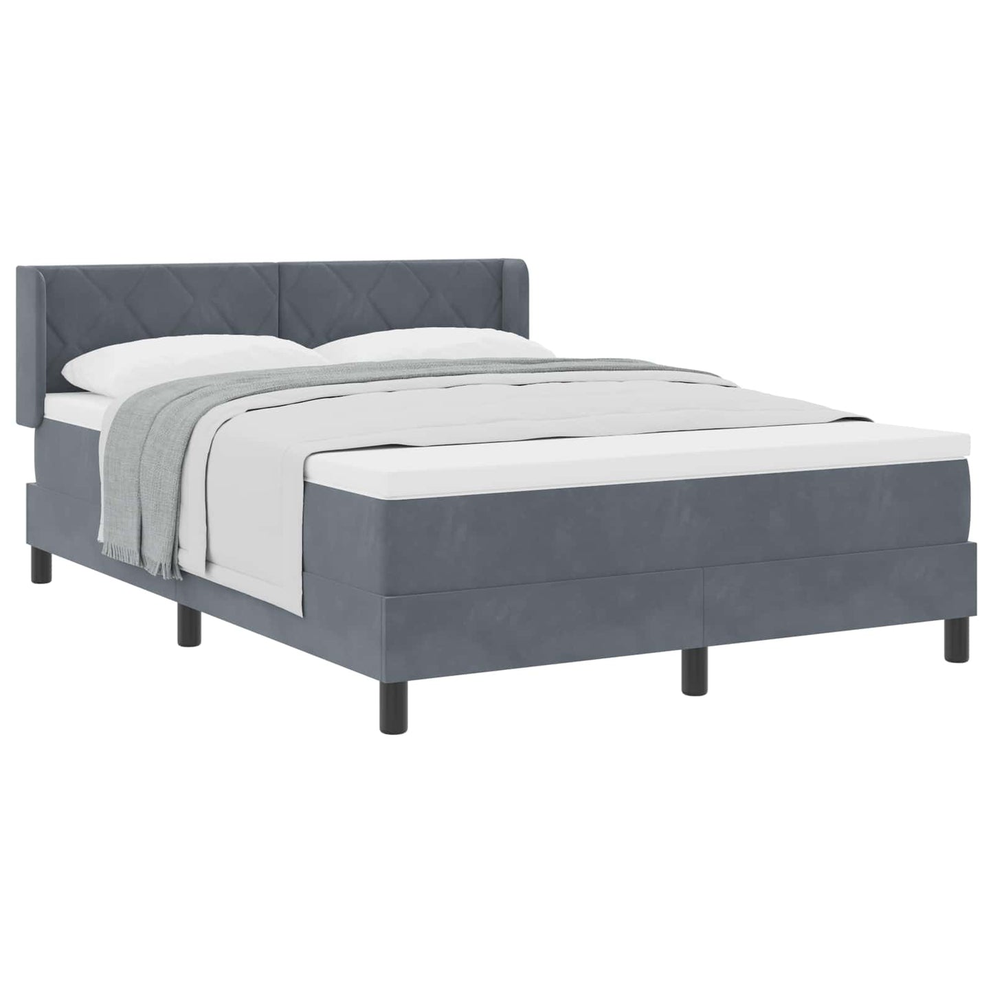 Box spring seng med hovedgærde Mørkegrå 200 x 160 cm Fløjl