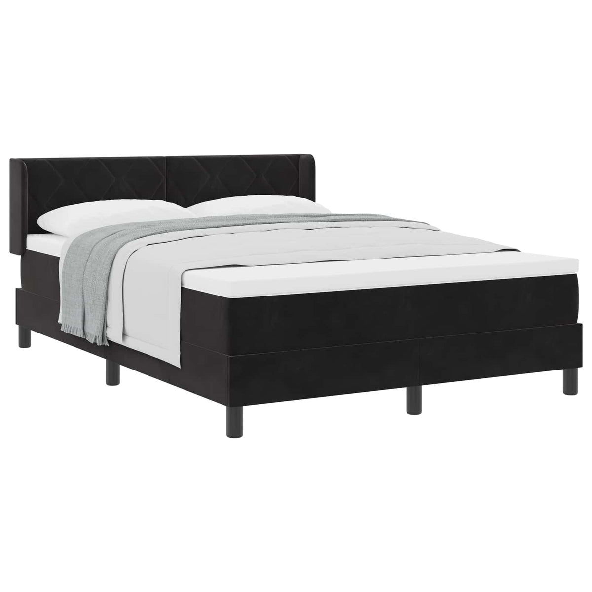 Box spring seng med hovedgærde Sort 200 x 160 cm Fløjl