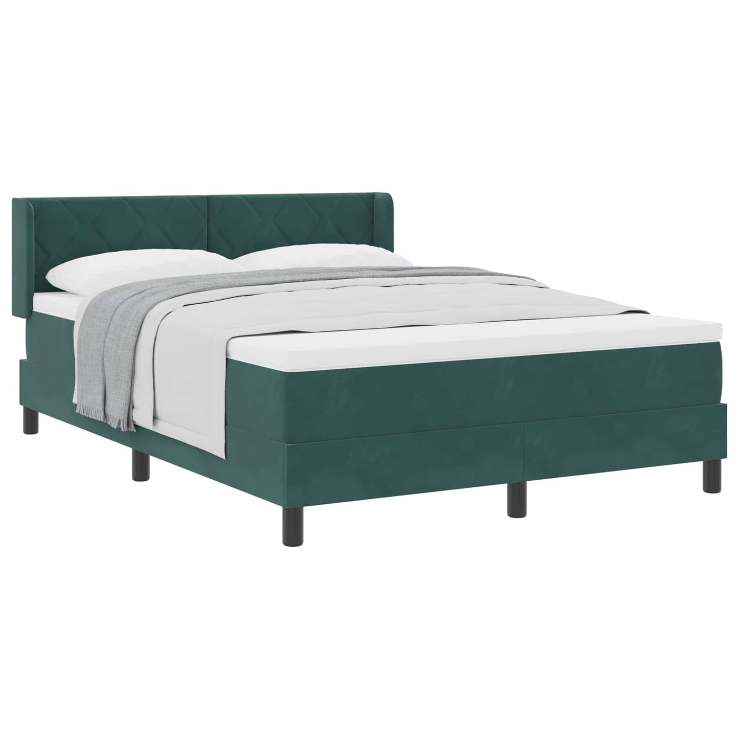 Box spring seng med hovedgærde Mørkegrøn 200 x 160 cm Fløjl