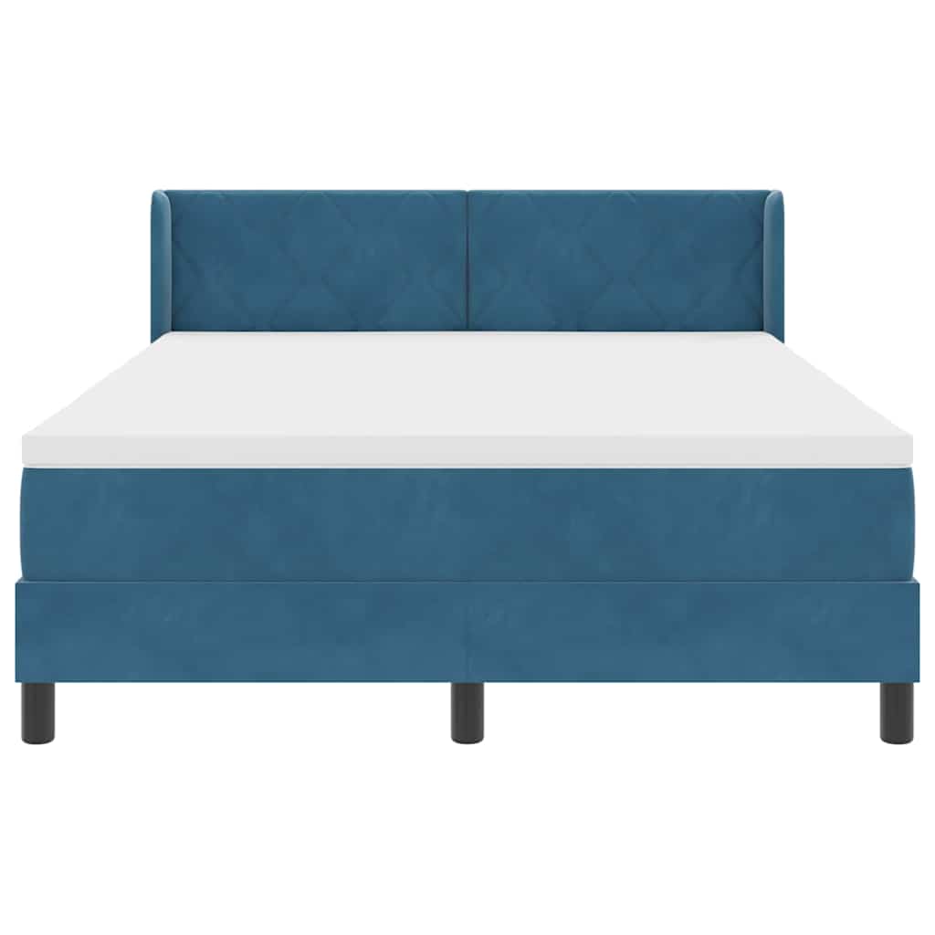 Box spring seng med hovedgærde Mørk blå 200 x 160 cm Fløjl