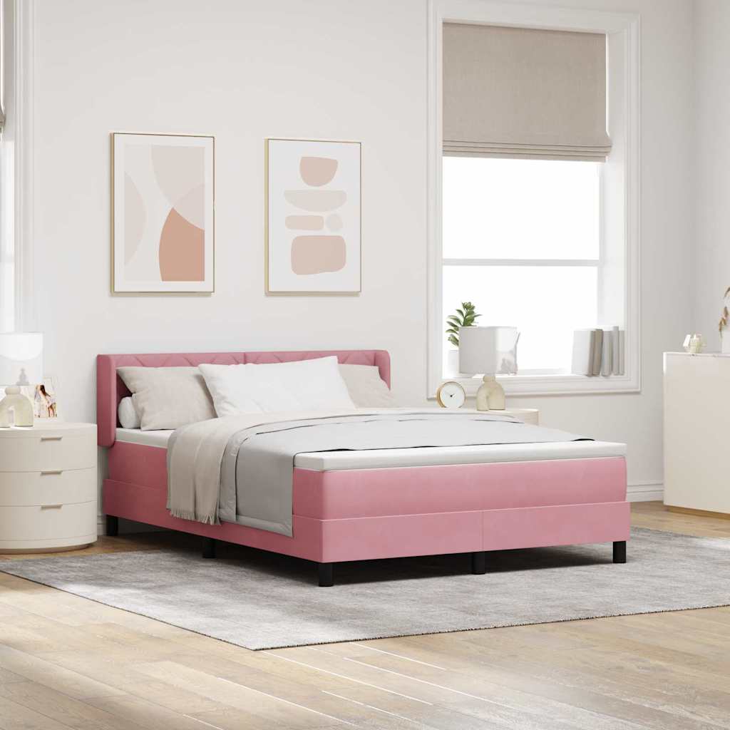 Box spring seng med hovedgærde Lyserød 200 x 160 cm Fløjl