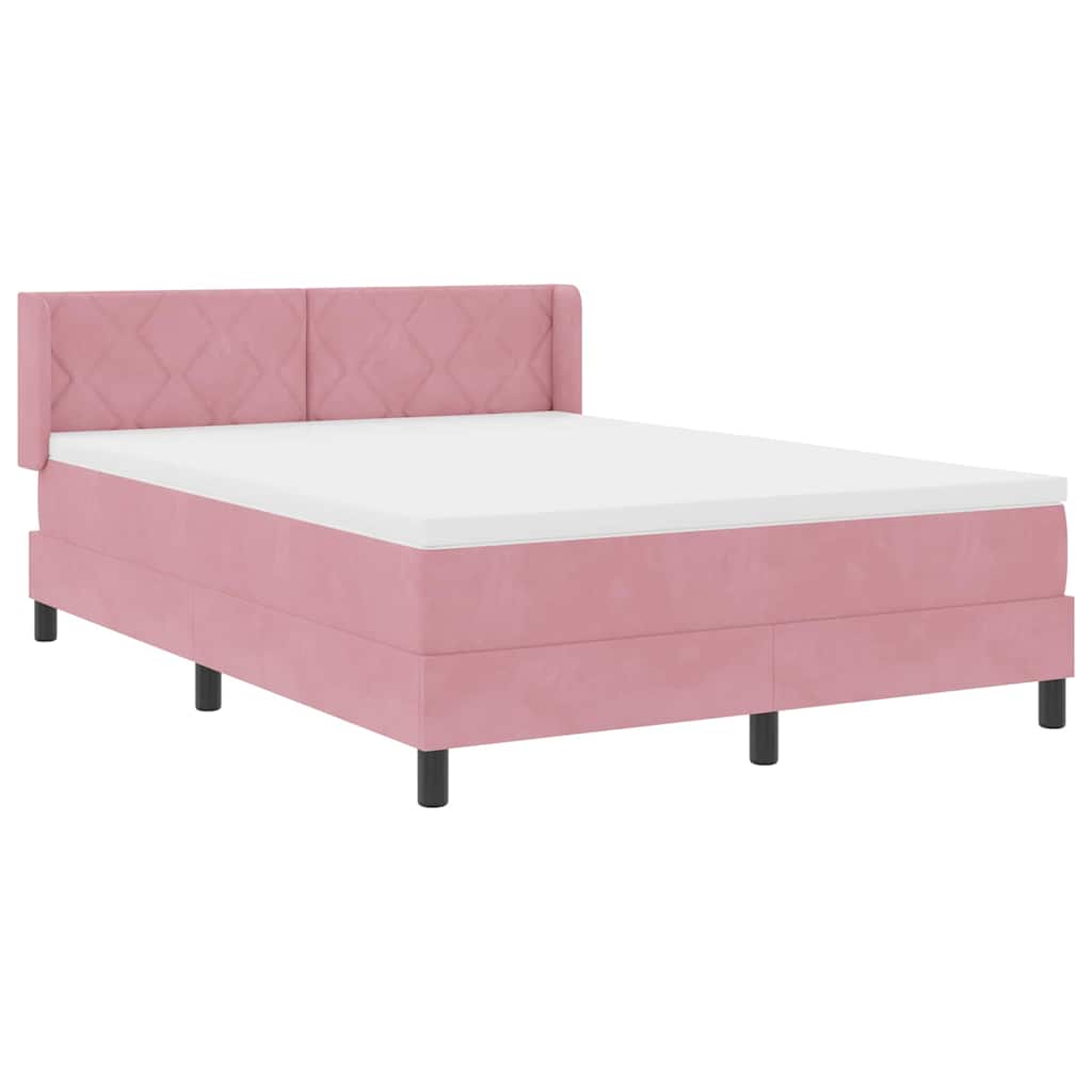 Box spring seng med hovedgærde Lyserød 200 x 160 cm Fløjl