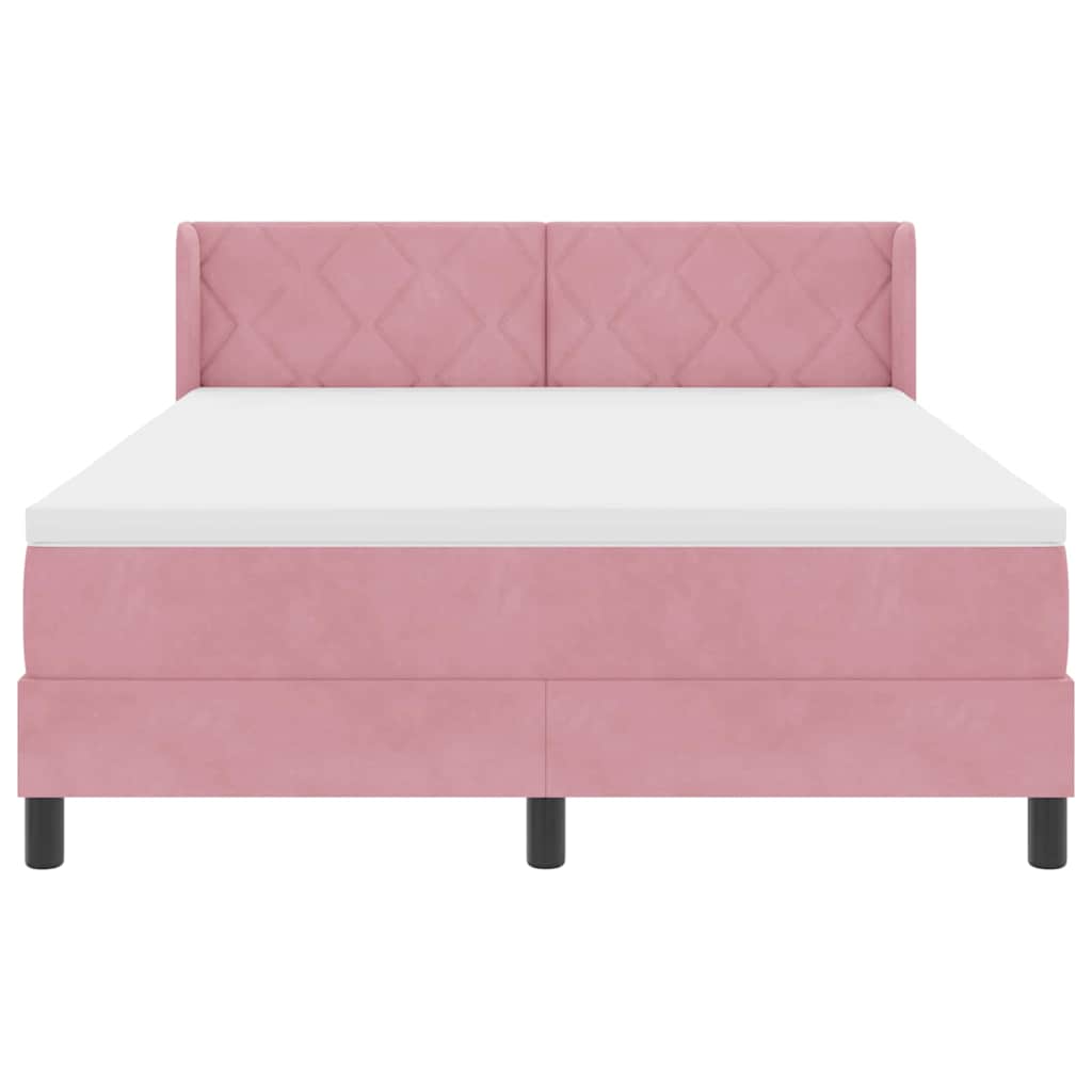 Box spring seng med hovedgærde Lyserød 200 x 160 cm Fløjl