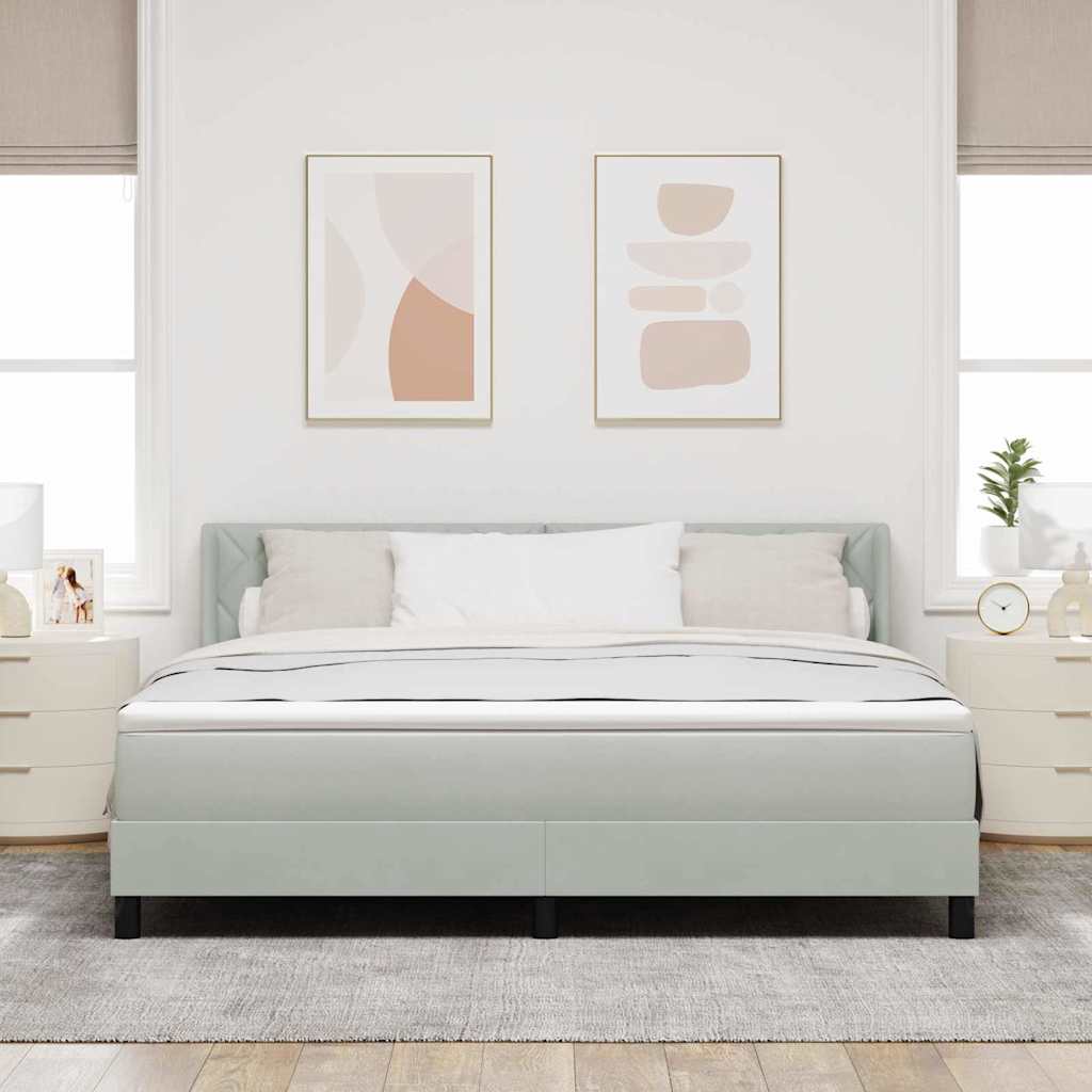 Box spring seng med hovedgærde Lysegrå 200 x 180 cm Fløjl