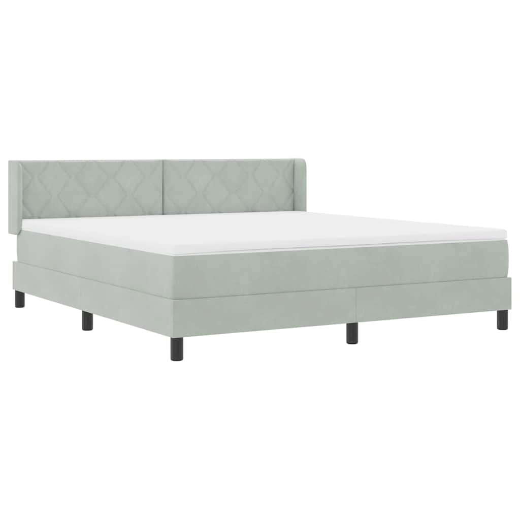 Box spring seng med hovedgærde Lysegrå 200 x 180 cm Fløjl