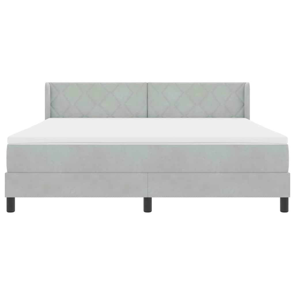 Box spring seng med hovedgærde Lysegrå 200 x 180 cm Fløjl