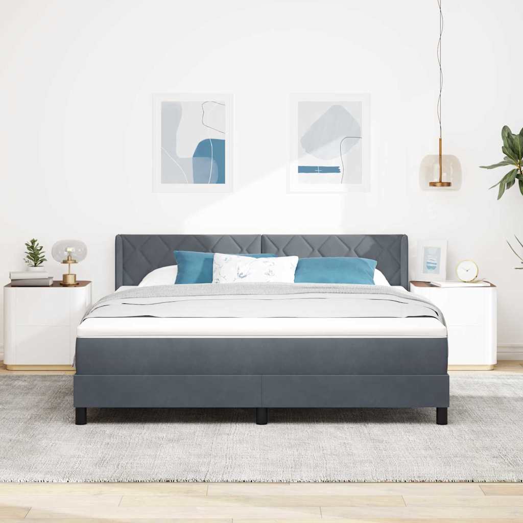 Box spring seng med hovedgærde Mørkegrå 200 x 180 cm Fløjl