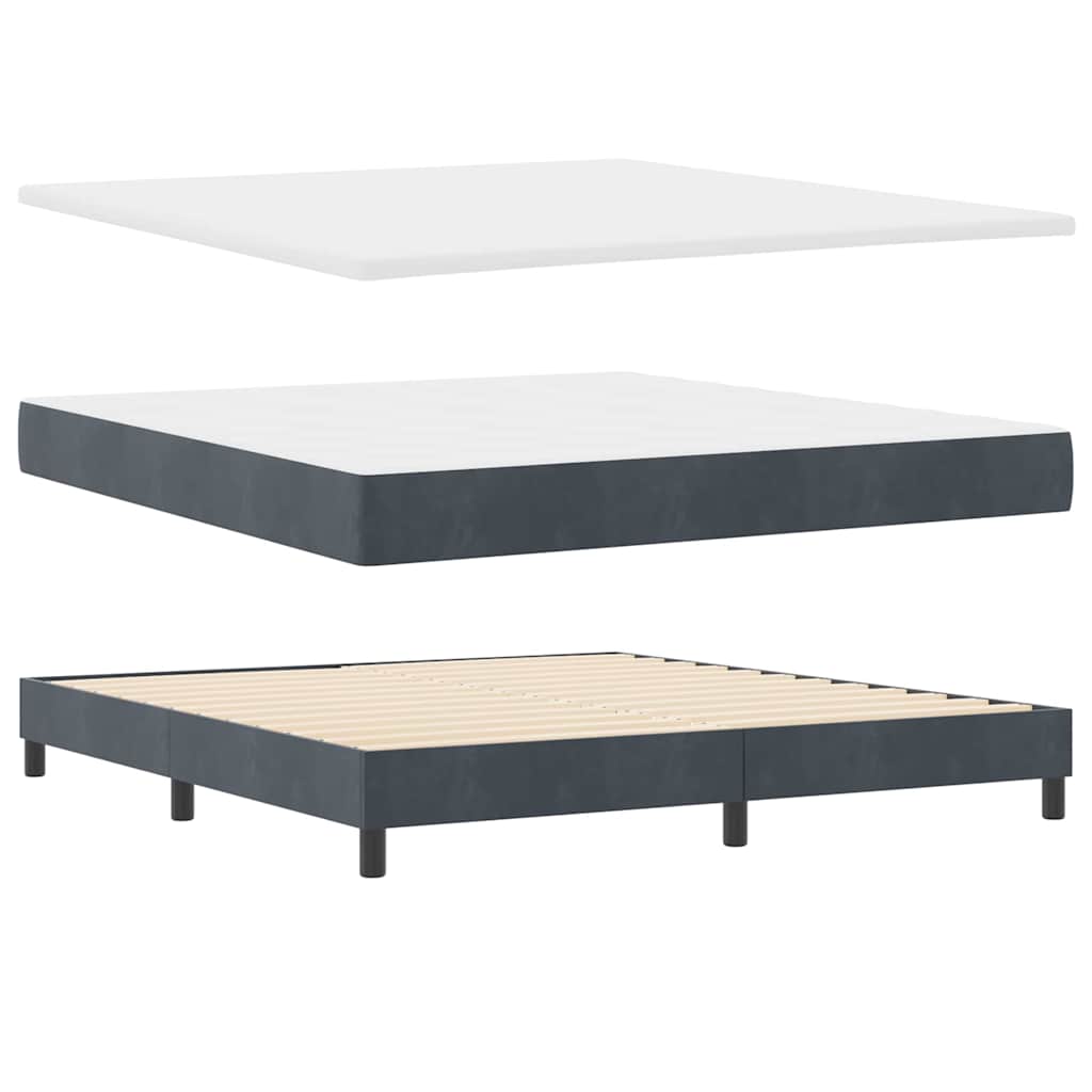 Box spring seng med hovedgærde Mørkegrå 200 x 180 cm Fløjl