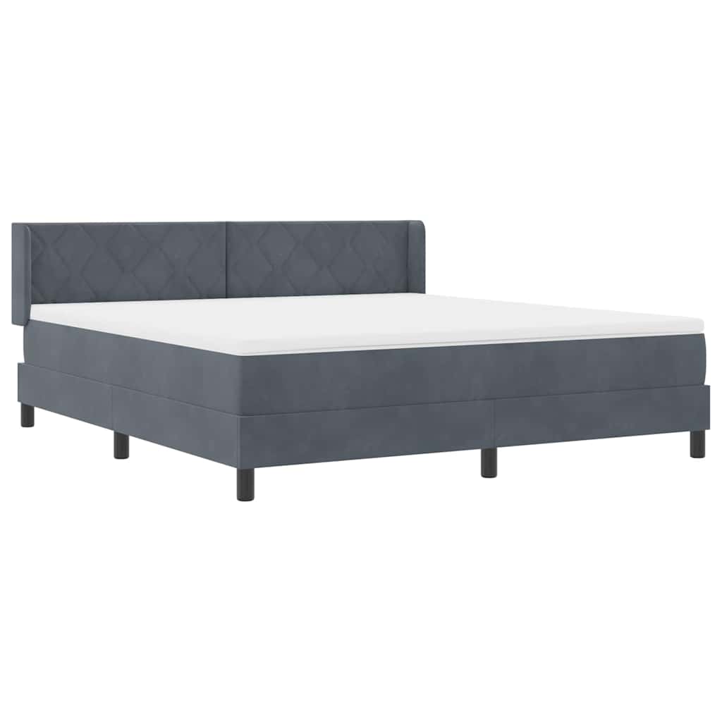 Box spring seng med hovedgærde Mørkegrå 200 x 180 cm Fløjl