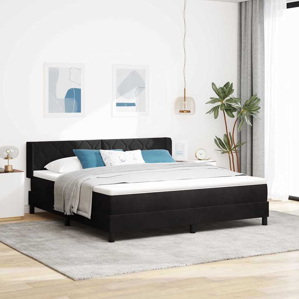 vidaXL Box spring seng med hovedgærde Sort 200 x 180 cm Fløjl