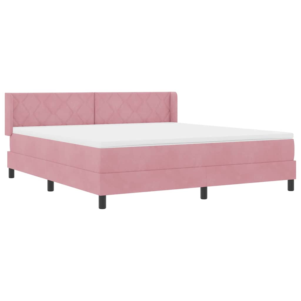 Box spring seng med hovedgærde Lyserød 200 x 180 cm Fløjl