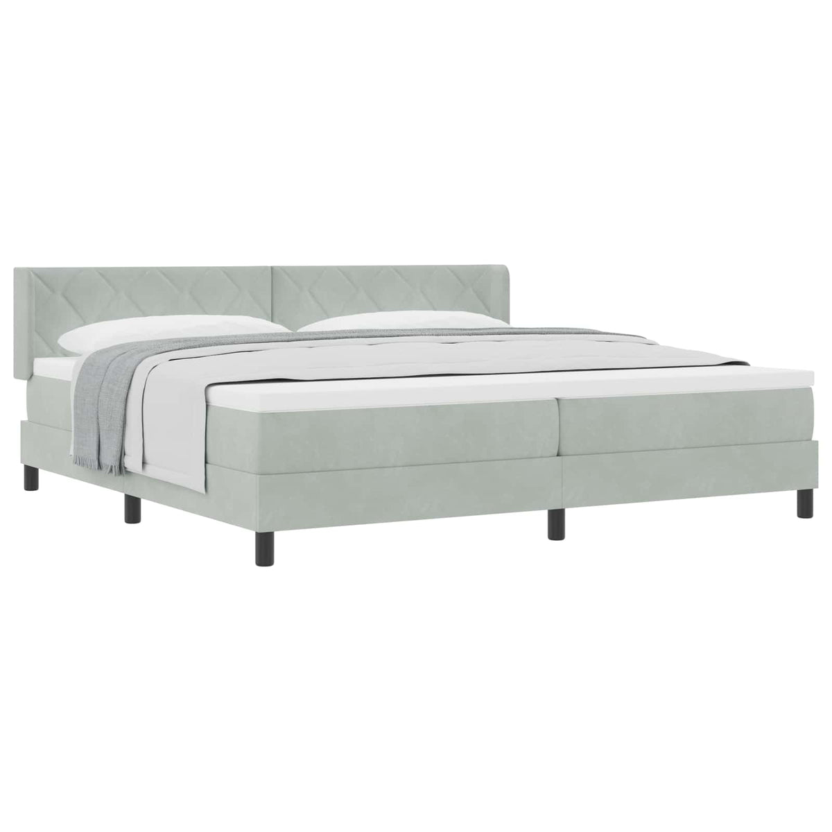 Box spring seng med hovedgærde Lysegrå 200 x 200 cm Fløjl