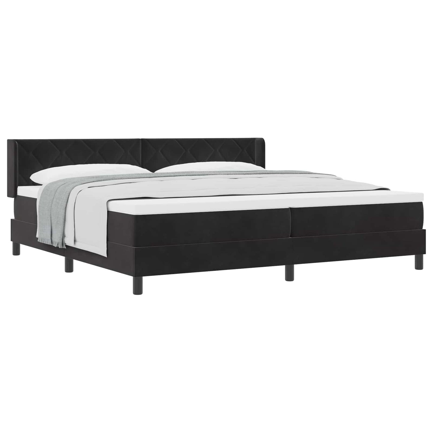 Box spring seng med hovedgærde Sort 200 x 200 cm Fløjl